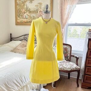 60s yellow mod mini dress handmade size medium